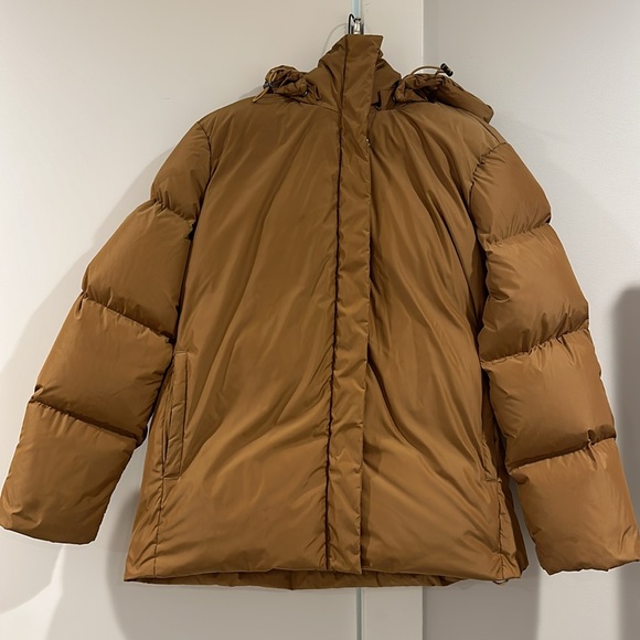 Jenni Kayne Womens XS Dark Khaki Puffer Jacket Feather Down Removable Hood - Picture 6 of 12